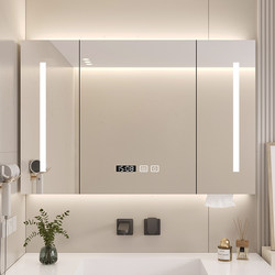 Solid Wood Smart Bathroom Mirror Cabinet Wall-Mounted Bathroom Mirror Washroom Mirror Storage Rack Storage Cabinet Solid Wood Smart Bathroom Mirror Cabinet Wall-Mounted Bathroom Mirror Washroom Mirror Storage Rack Storage Cabinet