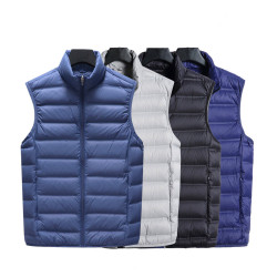 Lightweight down vest men's short windproof warm vest loose plus fat plus size windproof stand collar waistcoat Lightweight down vest men's short windproof warm vest loose plus fat plus size windproof stand collar waistcoat