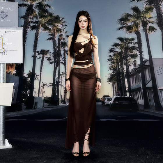 Rocayi 2025 new summer island vacation mesh long skirt swinging neck bead chains to make you look slim and sexy one-piece swimsuit for women
Rocayi 2025 new summer island vacation mesh long skirt swinging neck bead chains to make you look slim and sexy one-piece swimsuit for women