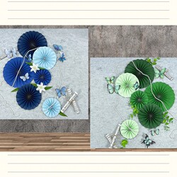 New Chinese-Style Blue and Green Fan-Shaped Folding Fan with National Style Round Floral Paper Fan for Decoration and Arrangement in Classrooms and Ceiling Hangings New Chinese-Style Blue and Green Fan-Shaped Folding Fan with National Style Round Floral Paper Fan for Decoration and Arrangement in Classrooms and Ceiling Hangings
