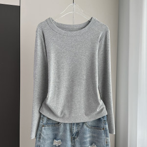 Threaded round neck long sleeve base shirt for women early autumn 2025 new winter thin style modal underwear top T-shirt for women 
Threaded round neck long sleeve base shirt for women early autumn 2025 new winter thin style modal underwear top T-shirt for women