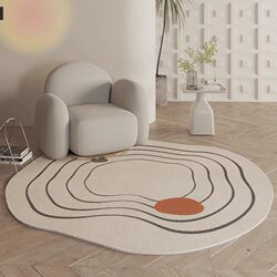 Round Carpet, Cream Style, Living Room Sofa Coffee Table Rug, Light Luxury Bedroom Room Study, Irregular Stain-Resistant Floor Mat Round Carpet, Cream Style, Living Room Sofa Coffee Table Rug, Light Luxury Bedroom Room Study, Irregular Stain-Resistant Floor Mat
