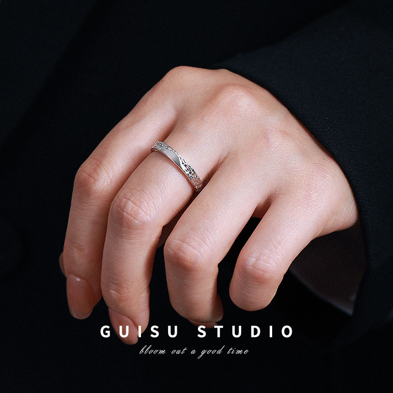GUI SU SWEET ECLIPSE GLACIER 틈새 디자인 커플 반지 999 반지 한 쌍 맞춤 조각 선물-