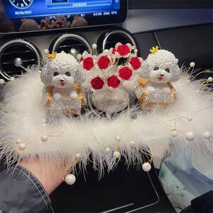 New diamond-inlaid shaking head Teddy dog car center console ornaments high-end and cute women's car decorations 
New diamond-inlaid shaking head Teddy dog car center console ornaments high-end and cute women's car decorations