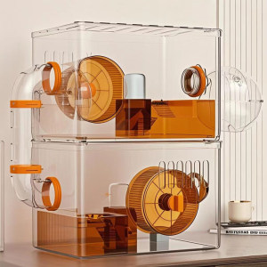 Hamster cage acrylic luxury villa gold silk bear special double room transparent feeding box small house anti-bite 
Hamster cage acrylic luxury villa gold silk bear special double room transparent feeding box small house anti-bite