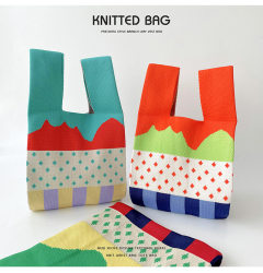 Vest bag trendy knitted spring and summer ice cream color-blocking one-shoulder handbag versatile large capacity souvenir gift bag Vest bag trendy knitted spring and summer ice cream color-blocking one-shoulder handbag versatile large capacity souvenir gift bag