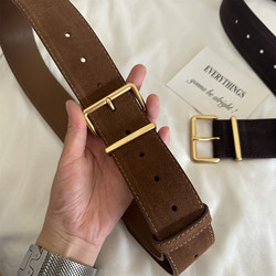 Onetk Wide Belt for Women, Fashionable Waist Belt, Retro Gold Buckle, Two-Layer Cowhide Suede, High-End Belt, Brown New Style Onetk Wide Belt for Women, Fashionable Waist Belt, Retro Gold Buckle, Two-Layer Cowhide Suede, High-End Belt, Brown New Style