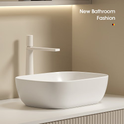 Skin-Like Milky White High-End Countertop Basin, Artistic Basin with a Sense of Sophistication, Creative Wash Basin, Ceramic Washbasin, Balcony Basin Skin-Like Milky White High-End Countertop Basin, Artistic Basin with a Sense of Sophistication, Creative Wash Basin, Ceramic Washbasin, Balcony Basin