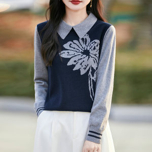 Fake two-piece sweater design top fashionable and fashionable women's autumn wear 2025 new doll collar base sweater 
Fake two-piece sweater design top fashionable and fashionable women's autumn wear 2025 new doll collar base sweater