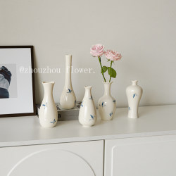 New Chinese Style Versatile Hand-Painted Butterfly Orchid Small Vase for Water Cultivation and Flower Arrangement, Desktop Flower Vessel, Living Room Dining Table Decoration Ornament New Chinese Style Versatile Hand-Painted Butterfly Orchid Small Vase for Water Cultivation and Flower Arrangement, Desktop Flower Vessel, Living Room Dining Table Decoration Ornament