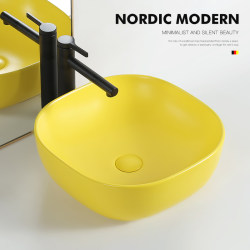 Nordic Countertop Basin, Square-Shaped, for Home Balcony, Ceramic Washbasin, Small Size, Deepened Matte Colorful Art Basin Nordic Countertop Basin, Square-Shaped, for Home Balcony, Ceramic Washbasin, Small Size, Deepened Matte Colorful Art Basin