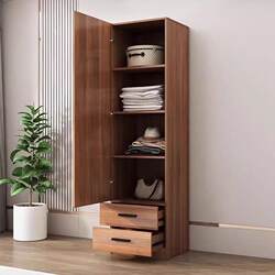 Modern New Chinese-Style Single-Door Wardrobe, 2m cm High, Bedroom Adult Storage Standing Cabinet, Simple Wooden Storage Closet for Balcony Modern New Chinese-Style Single-Door Wardrobe, 2m cm High, Bedroom Adult Storage Standing Cabinet, Simple Wooden Storage Closet for Balcony
