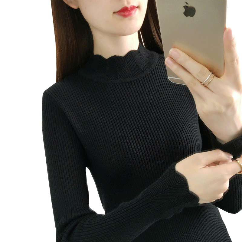 Half turtleneck base shirt for women in spring and autumn new black sweater mid-collar top long sleeves short sweater pullover
Half turtleneck base shirt for women in spring and autumn new black sweater mid-collar top long sleeves short sweater pullover