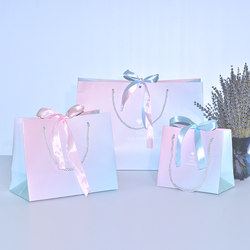 Gradient Heart-Shaped Macaron Two-Tone Holiday Gift Bag Clothing Handbag Korean-Style Packaging Bag with Bow Korean-Style Bag Gradient Heart-Shaped Macaron Two-Tone Holiday Gift Bag Clothing Handbag Korean-Style Packaging Bag with Bow Korean-Style Bag