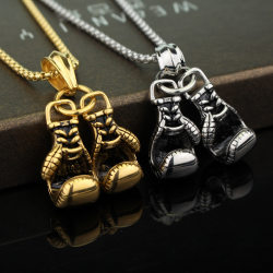 Hot selling Stallone boxing gloves necklace personality punk Hot selling Stallone boxing gloves necklace personality punk