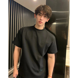 300g Heavyweight Stiff T-Shirt for Men, High-End Pure Cotton Black Regular Shoulder Short-Sleeve Inner Wear Summer Base Shirt Half-Sleeve 300g Heavyweight Stiff T-Shirt for Men, High-End Pure Cotton Black Regular Shoulder Short-Sleeve Inner Wear Summer Base Shirt Half-Sleeve
