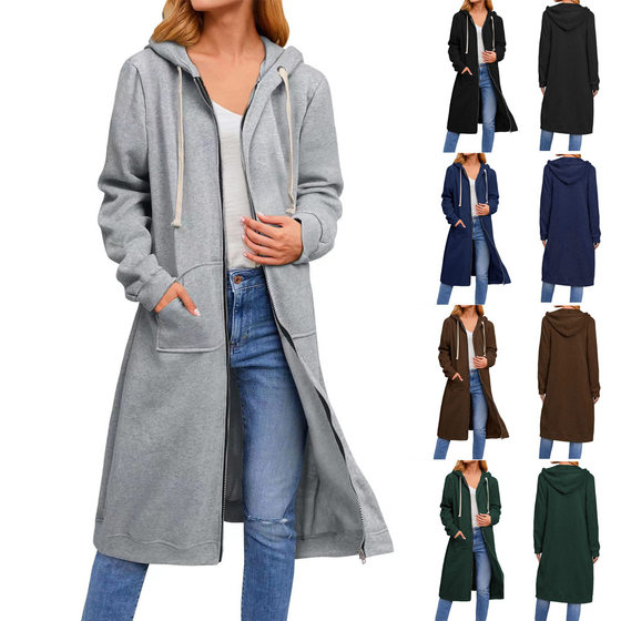 European and American cross -border export autumn and winter women's medium long windbreaker jacket large -size fleece loose zipper hooded cardigan sweater
European and American cross -border export autumn and winter women's medium long windbreaker jacket large -size fleece loose zipper hooded cardigan sweater