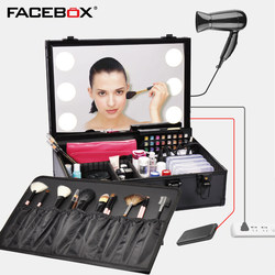 Facebox Professional Portable Multi-Layer Makeup Case with Lights, Led Plug-In Makeup Artist Makeup Case with Mirror Facebox Professional Portable Multi-Layer Makeup Case with Lights, Led Plug-In Makeup Artist Makeup Case with Mirror
