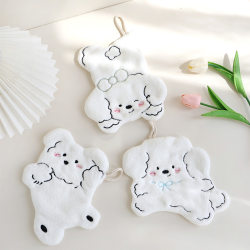 Coral velvet cartoon cute embroidered handkerchief line dog hanging hand towel kitchen toilet hand towel Coral velvet cartoon cute embroidered handkerchief line dog hanging hand towel kitchen toilet hand towel