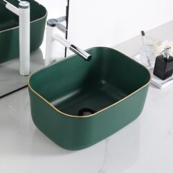 Light Luxury Dark Green Countertop Basin Balcony Ceramic Wash Basin Black-Edged Square Art Basin Bathroom Washbasin Light Luxury Dark Green Countertop Basin Balcony Ceramic Wash Basin Black-Edged Square Art Basin Bathroom Washbasin