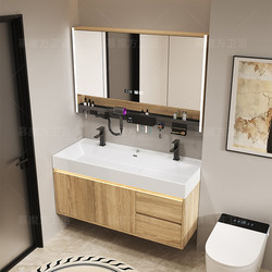 Modern Simple Log Pastoral Bathroom Cabinet Combination Bathroom Sink Double Faucet Integrated Basin Wash Basin Basin Modern Simple Log Pastoral Bathroom Cabinet Combination Bathroom Sink Double Faucet Integrated Basin Wash Basin Basin
