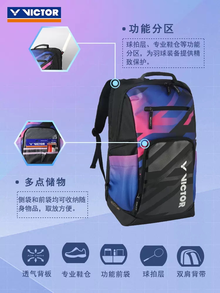 2024 Victor Badminton Bag Backpack Unisex Multi Tennis Bag