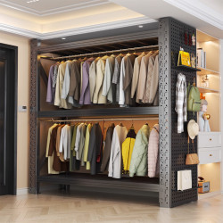 Shelf Wardrobe Clothes Rack Dustproof Curtain Open-Style Walk-In Closet Bedroom Simple Household Floor-Standing Multi-Layer Thickened Storage Rack Shelf Wardrobe Clothes Rack Dustproof Curtain Open-Style Walk-In Closet Bedroom Simple Household Floor-Standing Multi-Layer Thickened Storage Rack