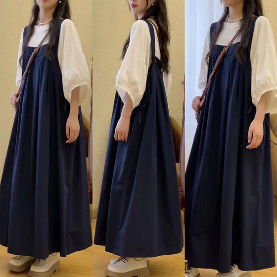 Forest-style age-reducing retro large-size strap skirt for women Korean style loose and slim summer spring and autumn new meat-covering dress
Forest-style age-reducing retro large-size strap skirt for women Korean style loose and slim summer spring and autumn new meat-covering dress