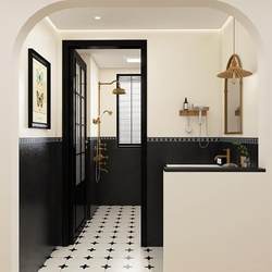 French Bathroom Tiles Flower Pieces Retro Black and White Small Tiles Restaurant Kitchen Balcony Non-Slip Floor Tiles 400*400 French Bathroom Tiles Flower Pieces Retro Black and White Small Tiles Restaurant Kitchen Balcony Non-Slip Floor Tiles 400*400