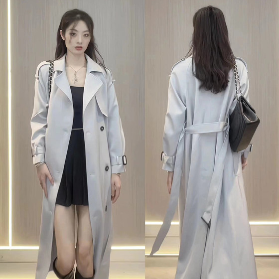 Women's autumn mid-length high-end, loose waist-hugging versatile design French double-breasted strap jacket Women's autumn mid-length high-end, loose waist-hugging versatile design French double-breasted strap jacket