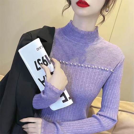Half turtleneck sweater base shirt for women with autumn and winter 2024 new fashionable lace knitted pullover top
Half turtleneck sweater base shirt for women with autumn and winter 2024 new fashionable lace knitted pullover top