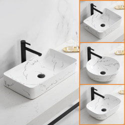 Marbled Countertop Basin Simple Round Art Ceramic Wash Basin Home Bathroom Balcony Square Wash Basin Marbled Countertop Basin Simple Round Art Ceramic Wash Basin Home Bathroom Balcony Square Wash Basin