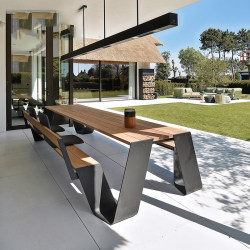 Outdoor Table and Chair Set, High-End Trendy Leisure Courtyard Stainless Steel Rainproof Outdoor Bench for Homestays and Villas Outdoor Table and Chair Set, High-End Trendy Leisure Courtyard Stainless Steel Rainproof Outdoor Bench for Homestays and Villas