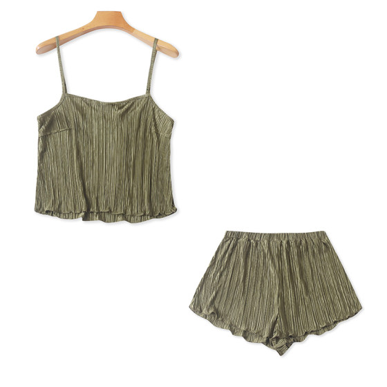 Pleated fashion suit for sale in separate short suspenders + shorts. Summer new style foreign trade women's elastic slimming 30950
Pleated fashion suit for sale in separate short suspenders + shorts. Summer new style foreign trade women's elastic slimming 30950