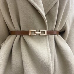 Women's Thin Leather Belt, Genuine Cowhide, Black, Simple and Versatile, Waist-Cinching Decorative Belt for Dresses and Pants, New Style Women's Thin Leather Belt, Genuine Cowhide, Black, Simple and Versatile, Waist-Cinching Decorative Belt for Dresses and Pants, New Style