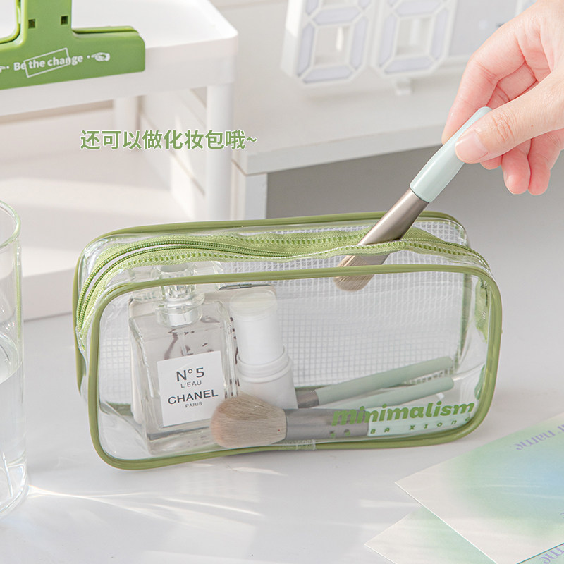 이 여성용 새 투명 필통은 소녀와 소년을 위한 대용량 문구 상자에 일본의 고급스러운 학생 연필이 포함되어 있습니다.