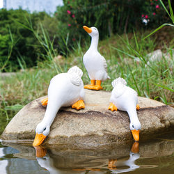 Outdoor Animal Drinking Water Duck Resin Ornaments for Courtyard Garden Pond Fish Pond Water Feature Decoration Landscaping Arrangement Outdoor Animal Drinking Water Duck Resin Ornaments for Courtyard Garden Pond Fish Pond Water Feature Decoration Landscaping Arrangement