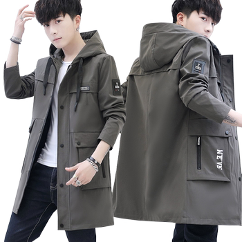 Trench coat for men in spring and autumn Korean style trendy mid-length jacket 
Trench coat for men in spring and autumn Korean style trendy mid-length jacket