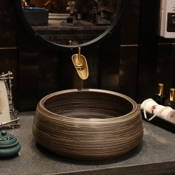 Round Art Countertop Basin Retro Wash Basin Ceramic Single Basin Hotel Bathroom Wash Basin Balcony Basin Home Round Art Countertop Basin Retro Wash Basin Ceramic Single Basin Hotel Bathroom Wash Basin Balcony Basin Home