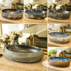 European-Style Ceramic Large Washbasin Bathroom Art Basin Countertop Basin Oval Retro American Washbasin Balcony European-Style Ceramic Large Washbasin Bathroom Art Basin Countertop Basin Oval Retro American Washbasin Balcony