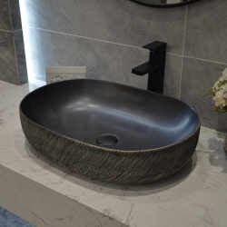 Black Ceramic Countertop Basin Retro Wash Basin Bathroom Household Wash Basin Balcony Basin Outdoor Basin Black Ceramic Countertop Basin Retro Wash Basin Bathroom Household Wash Basin Balcony Basin Outdoor Basin