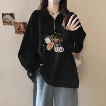 American style early autumn sweatshirt for women, loose and lazy style 
American style early autumn sweatshirt for women, loose and lazy style