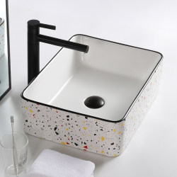 Countertop Basin, Square Art Basin, Small-Sized Ceramic Washbasin, Household Washbasin, Water Basin, Balcony Washbasin Countertop Basin, Square Art Basin, Small-Sized Ceramic Washbasin, Household Washbasin, Water Basin, Balcony Washbasin