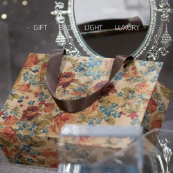 ins Retro Style Rose Kraft Paper High-End Simple Tote Bag with Handle Shopping Birthday Gift Bag Gift Bag Paper Bag ins Retro Style Rose Kraft Paper High-End Simple Tote Bag with Handle Shopping Birthday Gift Bag Gift Bag Paper Bag