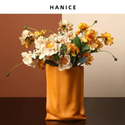 Hanice Scandinavian ins Morandi Vase Simple Ceramic Pleated Flower Arrangement Vessel Entrance Table Decoration Ornaments Hanice Scandinavian ins Morandi Vase Simple Ceramic Pleated Flower Arrangement Vessel Entrance Table Decoration Ornaments