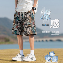 OCW trendy brand retro jacquard embroidered casual shorts men's 2025 summer new loose straight five-quarter pants thin section OCW trendy brand retro jacquard embroidered casual shorts men's 2025 summer new loose straight five-quarter pants thin section