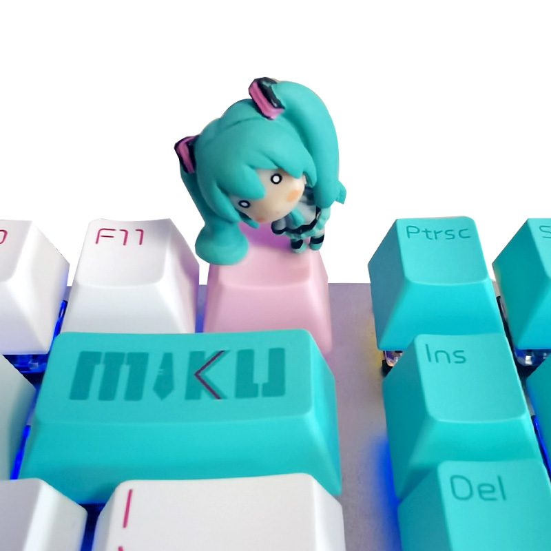初音ミク キーキャップ - 3D ESC グリーン 美少女 - 半透明ABS