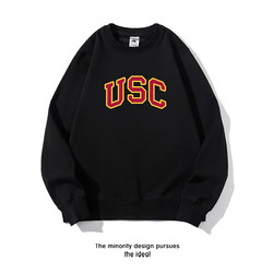 USC American Preppy style Round Neck Sweatshirt Men and Women Fall and winter Loose Fleece-lined Long sleeves Tops USC American Preppy style Round Neck Sweatshirt Men and Women Fall and winter Loose Fleece-lined Long sleeves Tops