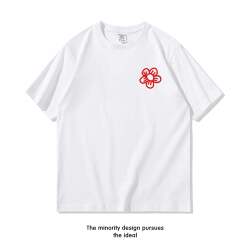 Give You a Little Red Flower-Themed White Short-Sleeved T-Shirt, Unisex, Pure Cotton, Loose Fit, Student Class Uniform, Half-Sleeve Trendy Clothing Give You a Little Red Flower-Themed White Short-Sleeved T-Shirt, Unisex, Pure Cotton, Loose Fit, Student Class Uniform, Half-Sleeve Trendy Clothing