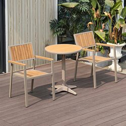 Outdoor Plastic Wood Table and Chair Three-Piece Set Balcony Courtyard Garden Dining Table Open-Air Leisure Waterproof Sun Protection Simple Tea Table and Chairs Outdoor Plastic Wood Table and Chair Three-Piece Set Balcony Courtyard Garden Dining Table Open-Air Leisure Waterproof Sun Protection Simple Tea Table and Chairs